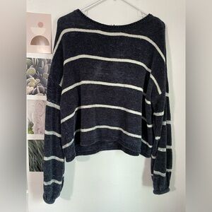 American Eagle Outfitters Black & White Striped Crewneck Sweater